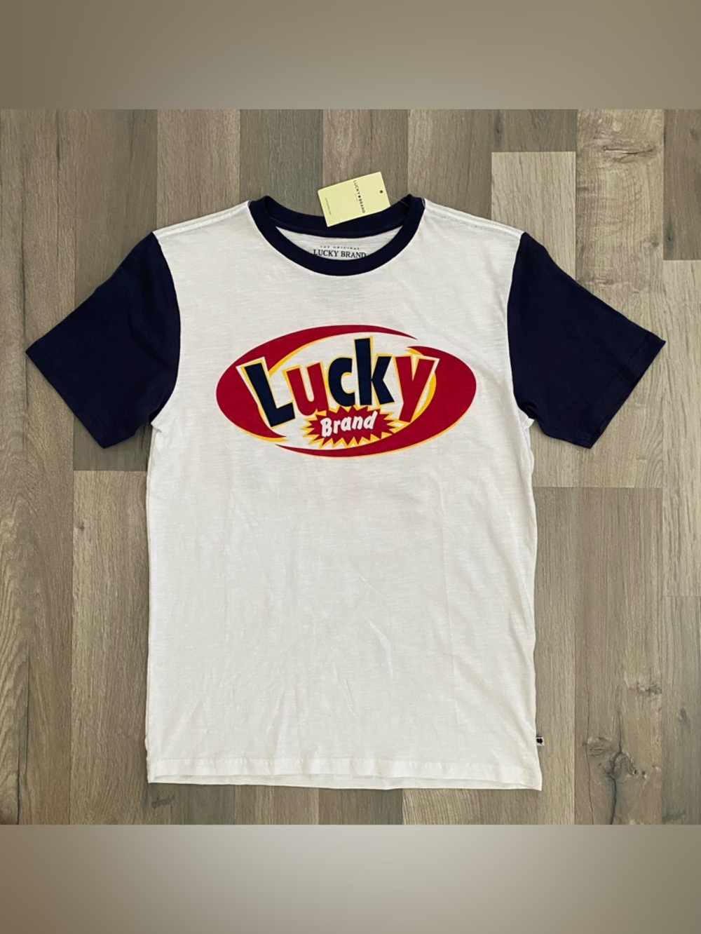 Lucky Brand Shirt Youth Large Logo Front and Back Casual Tee Cotton Crewneck NWT